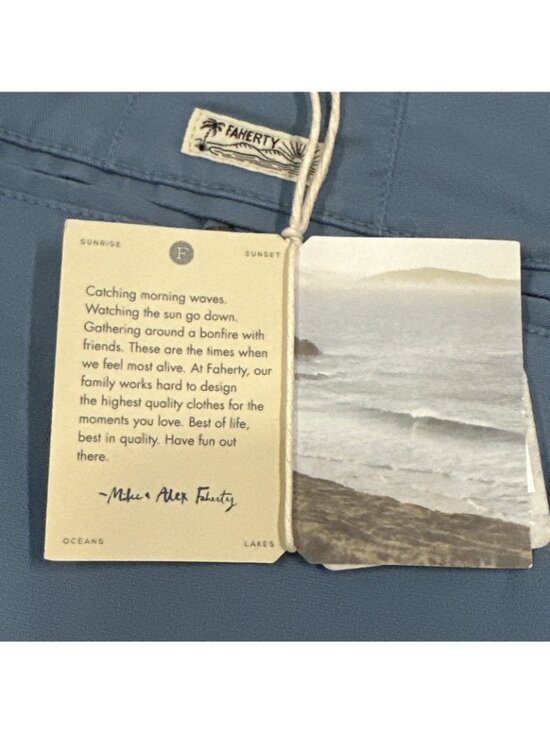 Faherty Island Life Shorts Organic Cotton Size Mens 36 Seaside Blue Chino Preppy - Picture 9 of 9
